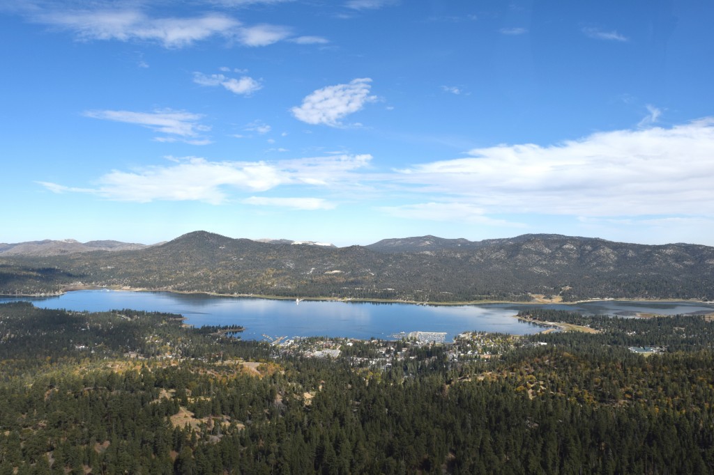 View of Big Bear Lake from a helicopter tour